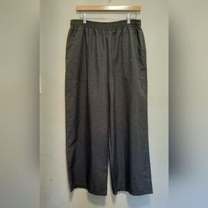 Wide Leg Pull-On Pants in Charcoal Gray